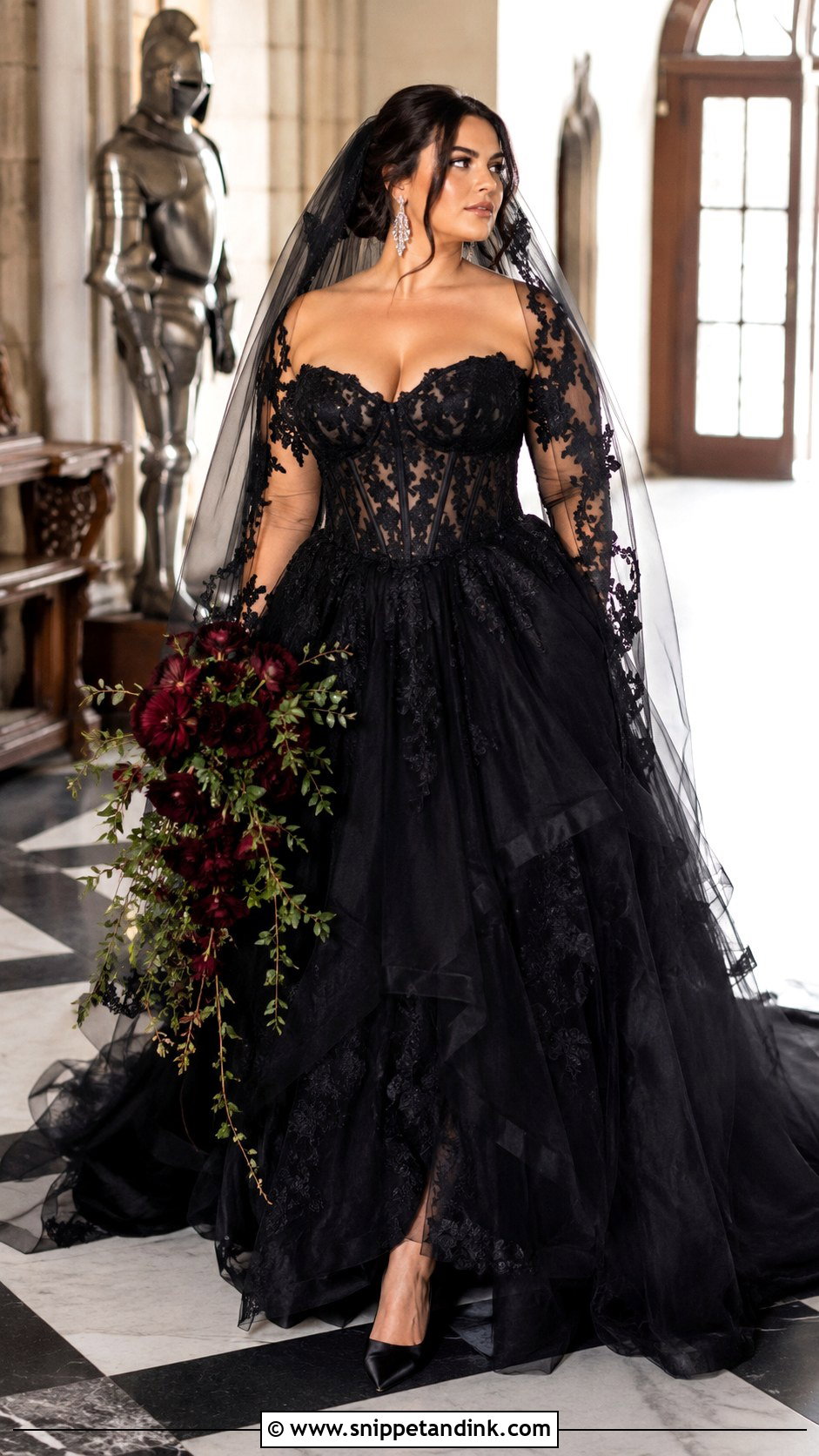 Black Lace Ball Gown Wedding Dress - Snippet and Ink - 20 Dark Fairytale Wedding Dress Ideas