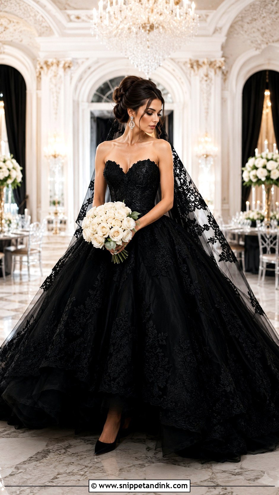 Black Lace Ball Gown Wedding Dress - Snippet and Ink - 20 Elegant Black Lace Wedding Dress Ideas