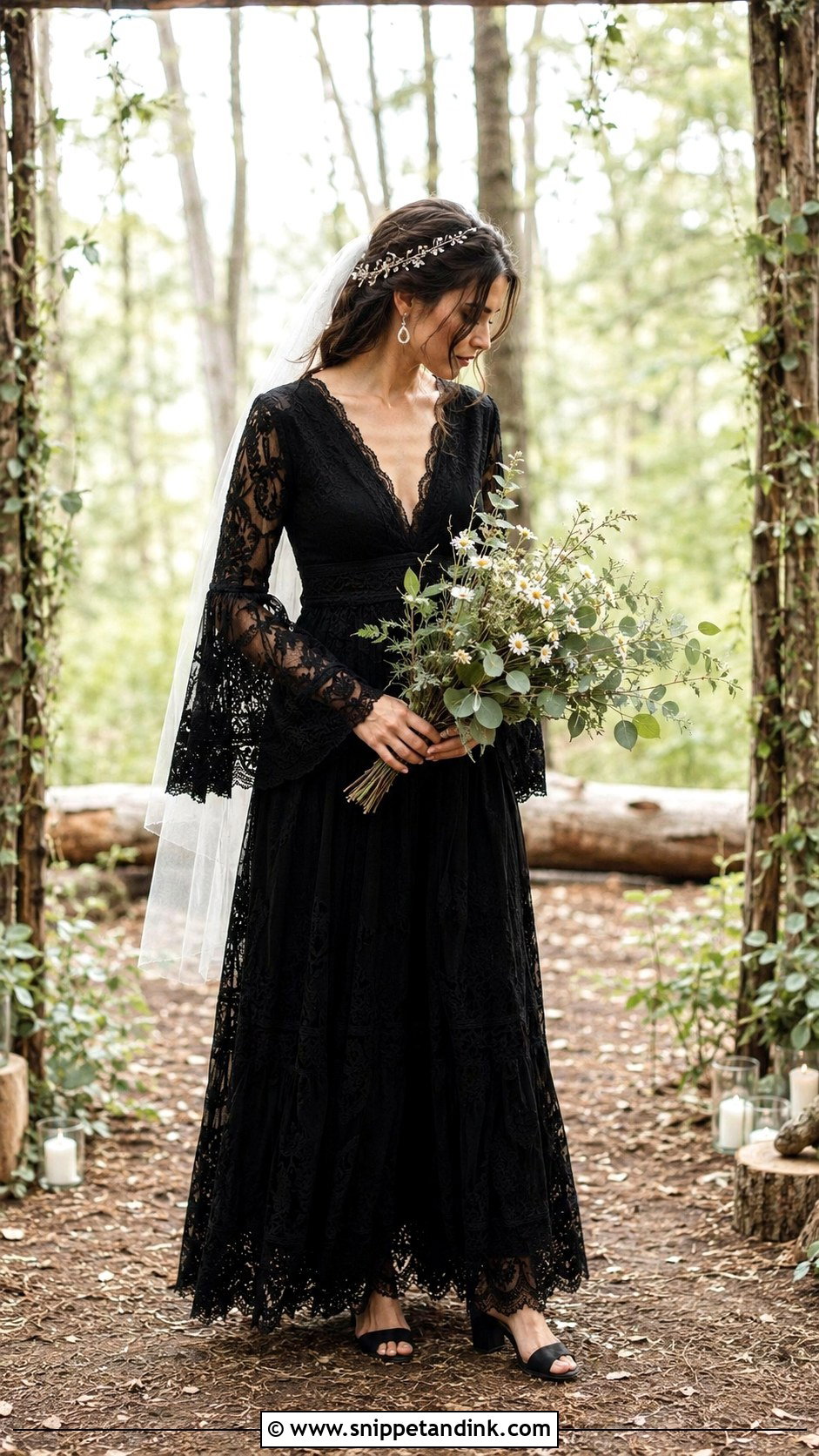 Black Lace Boho Wedding Dress - Snippet and Ink - 20 Elegant Black Lace Wedding Dress Ideas