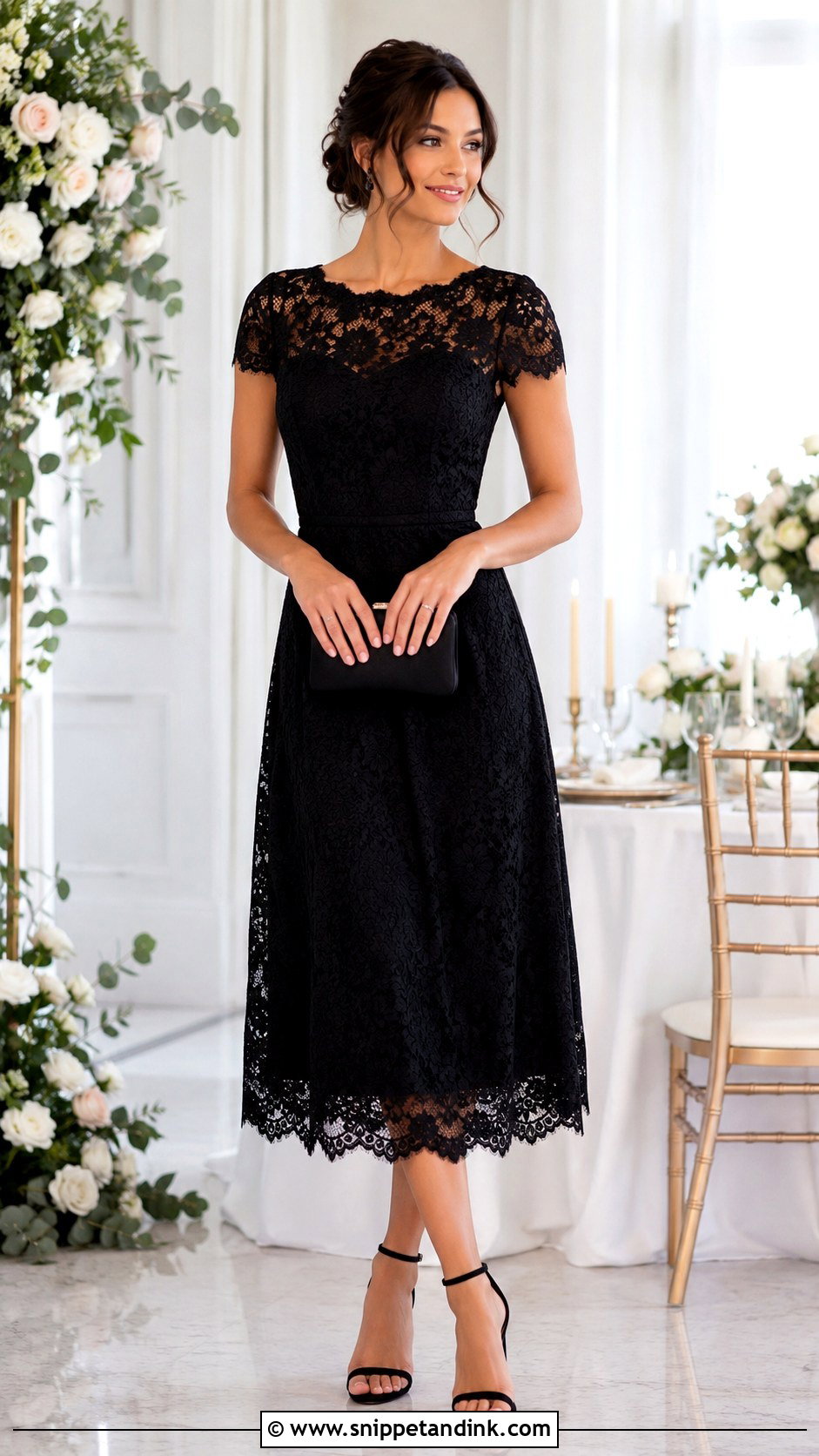 Black Lace Bridesmaid Dress Outfit - Snippet and Ink - 25 All Black Wedding Party Attire Ideas