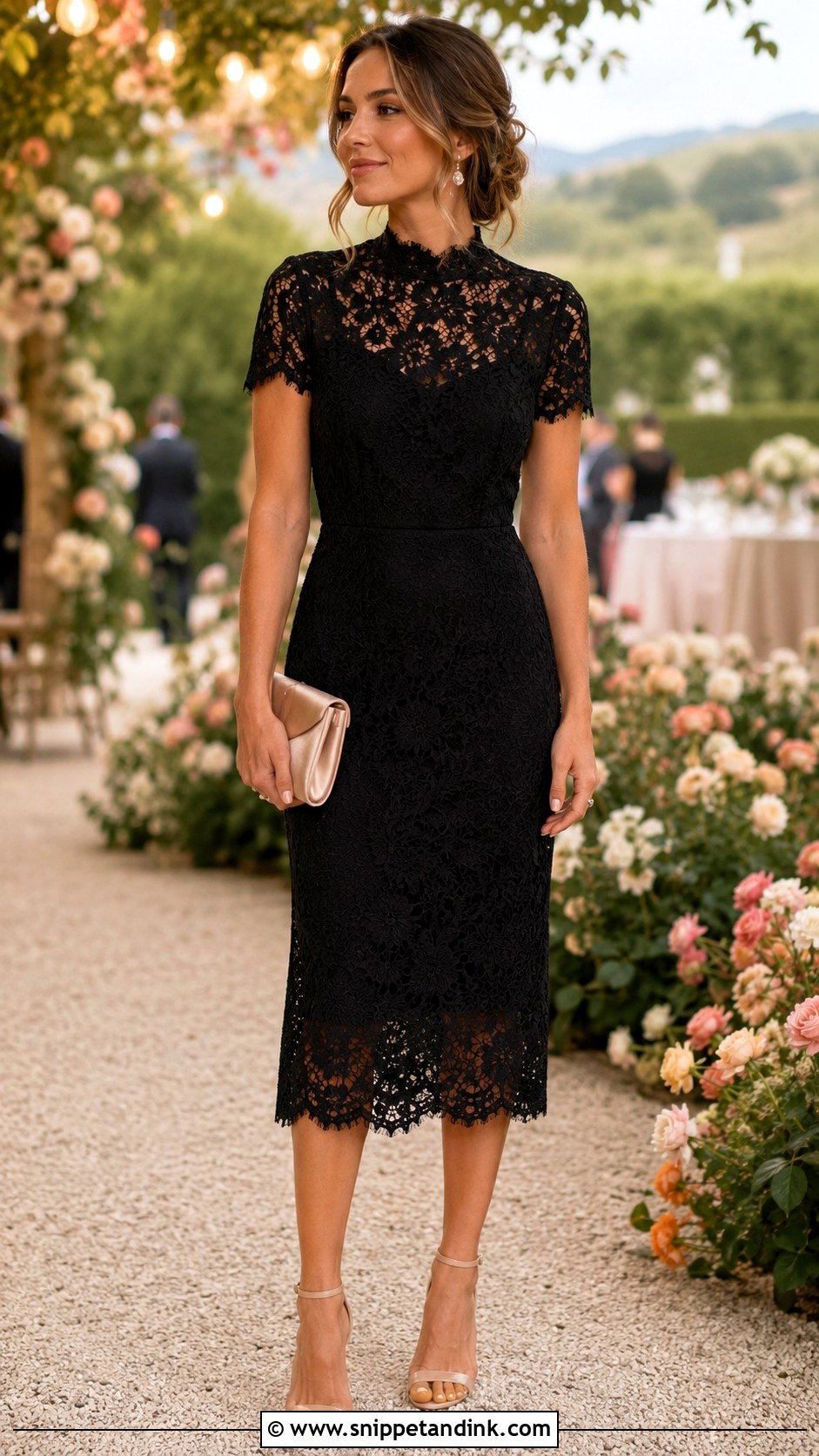 Black Lace Cocktail Dress Wedding Guest Outfit - Snippet and Ink - 25 Black Cocktail Dress for Wedding Ideas