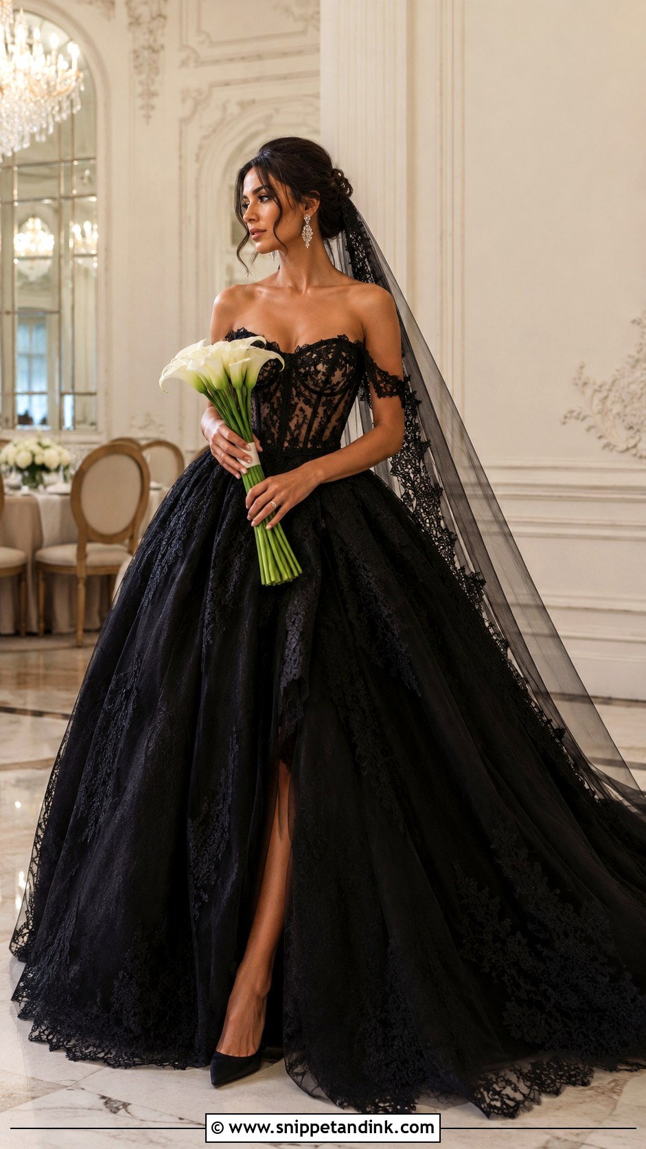 Black Lace Corset Ball Gown - Snippet and Ink - 20 Black Corset Wedding Dress Ideas