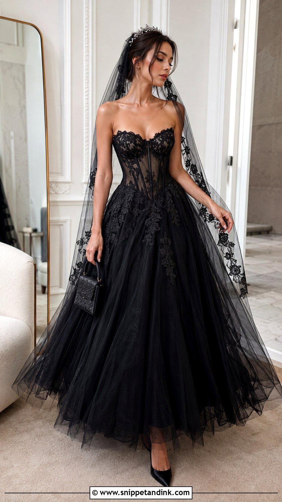 Black Lace Corset Wedding Dress - Snippet and Ink - 20 Black Lace Wedding Gowns