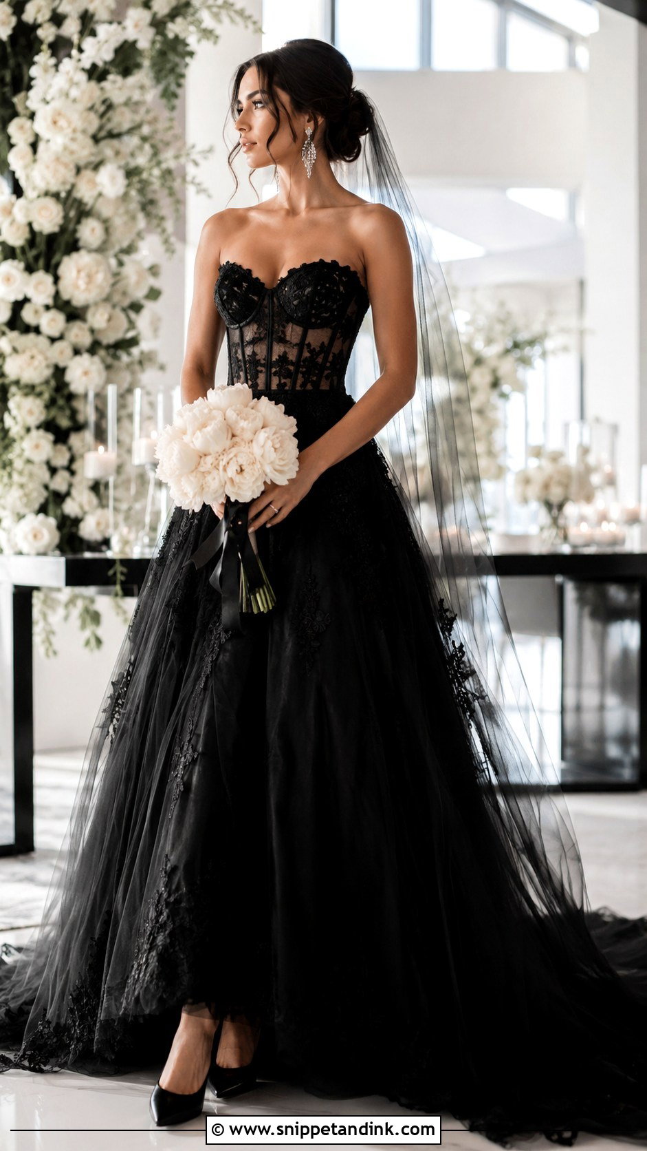 Black Lace Corset Wedding Dress - Snippet and Ink - 20 Black Lace Wedding Ideas