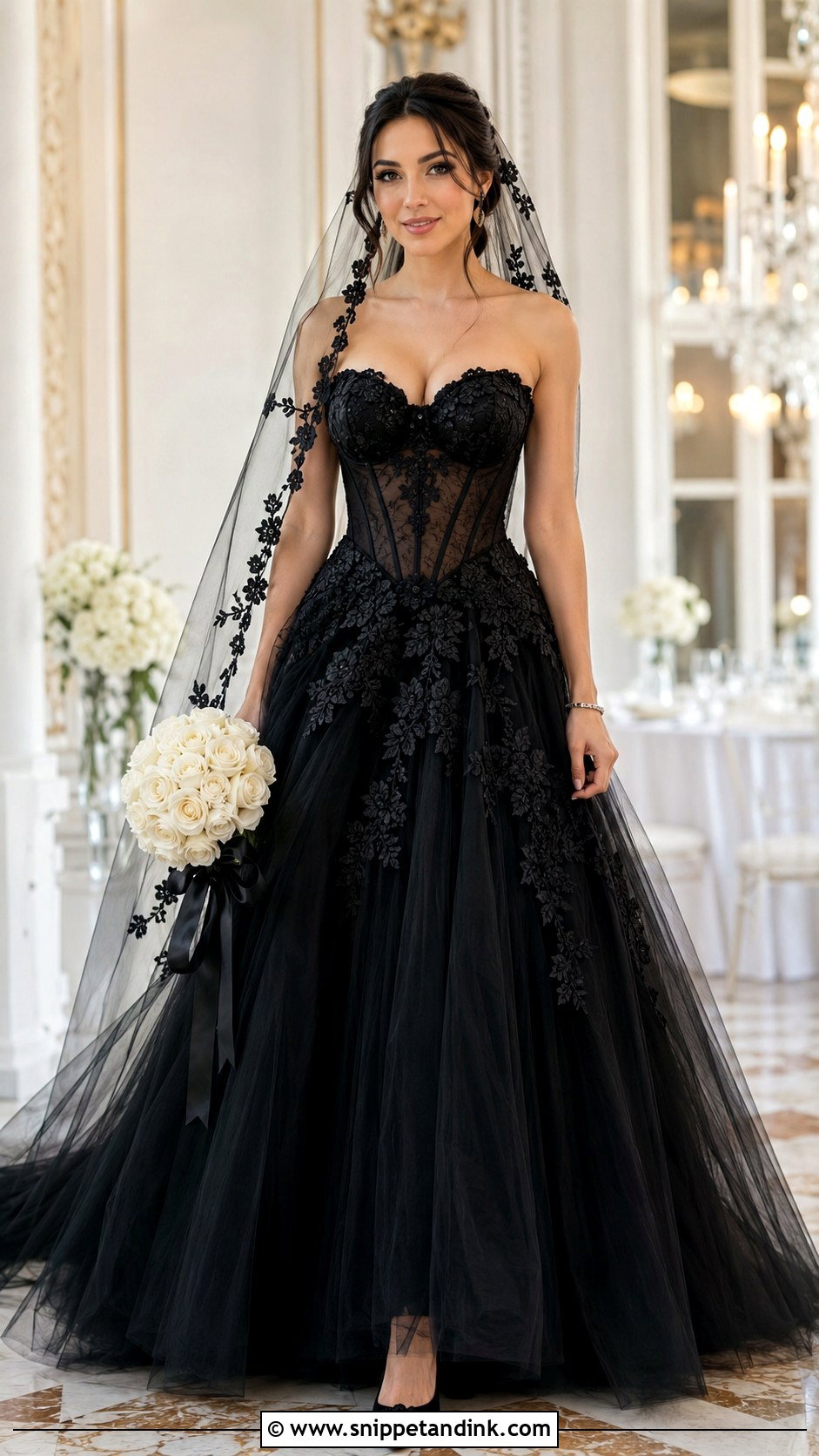 Black Lace Corset Wedding Dress - Snippet and Ink - 20 Elegant Black Lace Wedding Dress Ideas