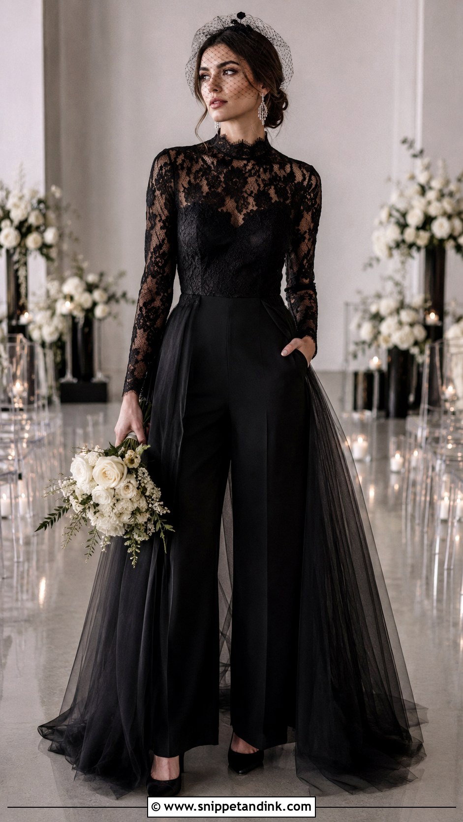 Black Lace Emo Bride Jumpsuit - Snippet and Ink - 20 Emo Bride Ideas