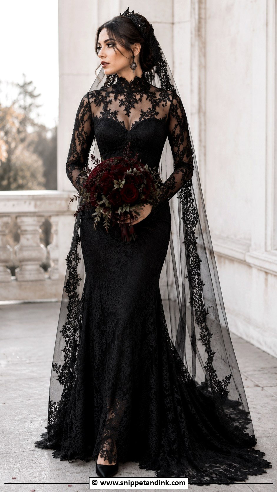 Black Lace Goth Wedding Dress - Snippet and Ink - 30 Goth Wedding Dress Ideas