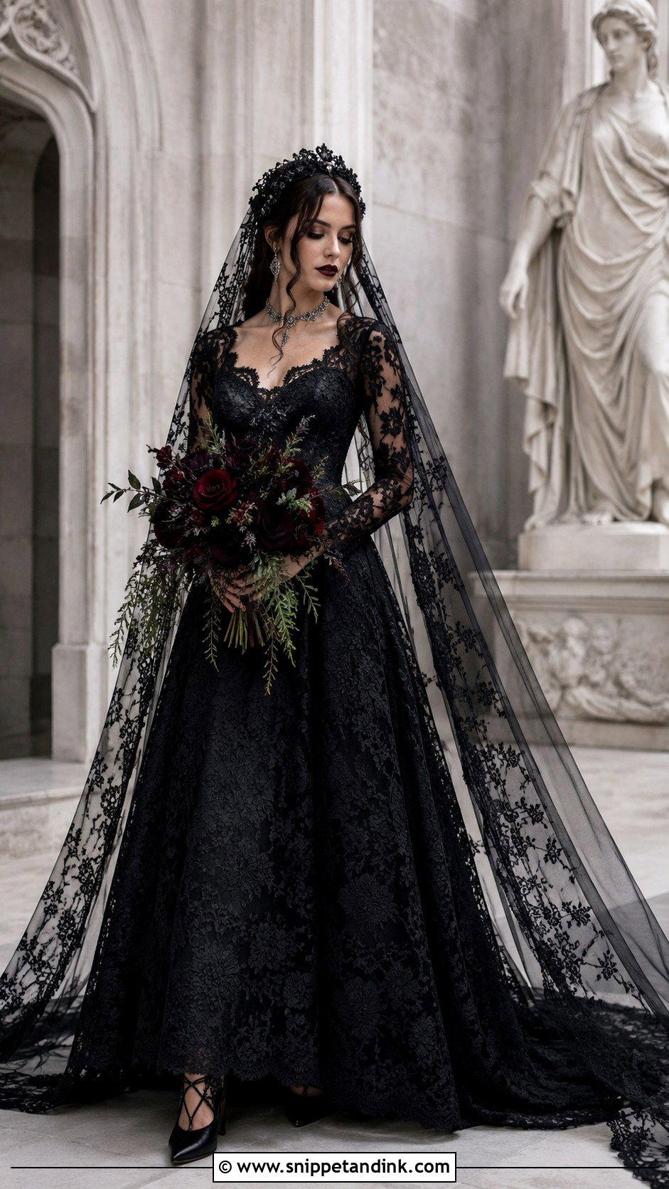 Black Lace Gothic Bridal Gown - Snippet and Ink - 20 Gothic Bridal Ideas