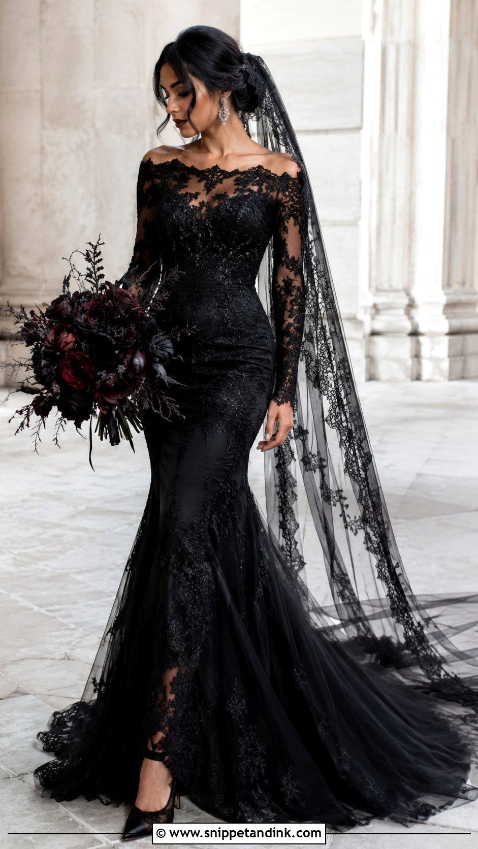 Black Lace Gothic Wedding Dress - Snippet and Ink - 30 Gothic Black Wedding Dresses