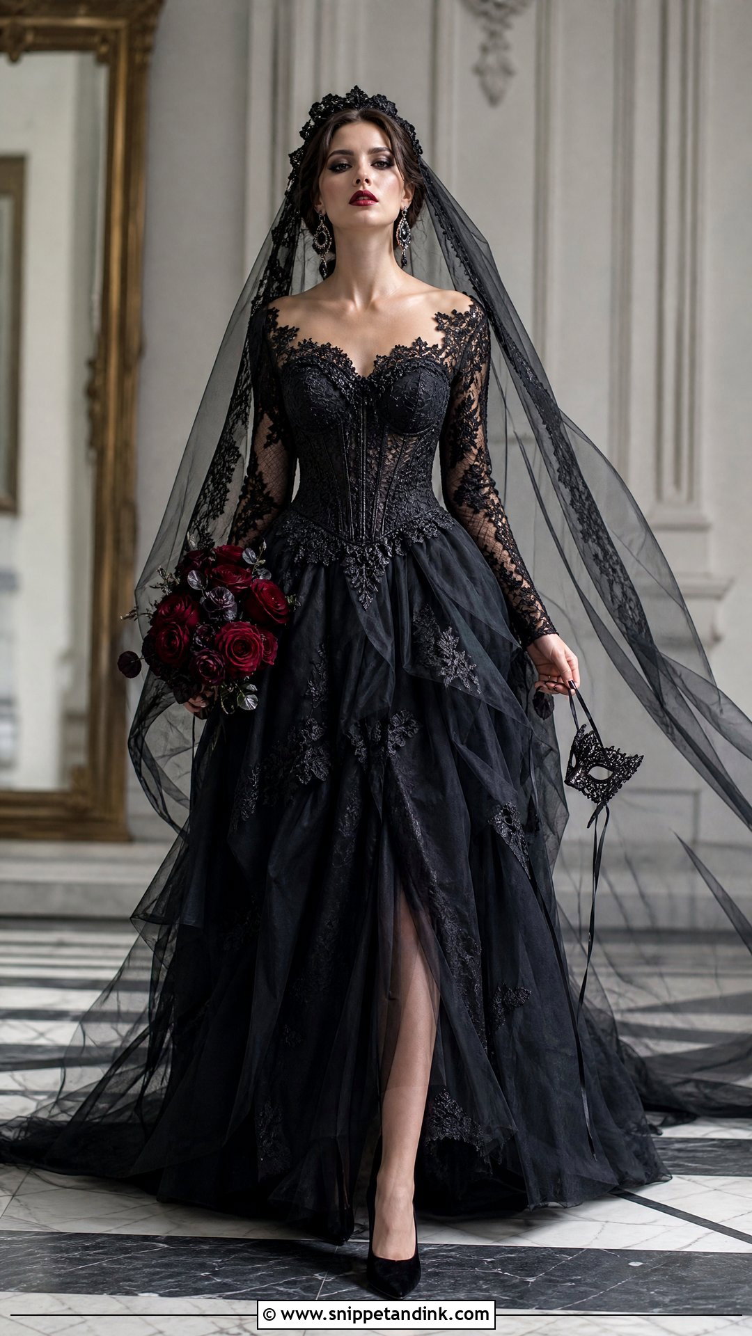 Black Lace Gothic Wedding Dress - Snippet and Ink - 20 Phantom of the Opera Wedding Dress Ideas