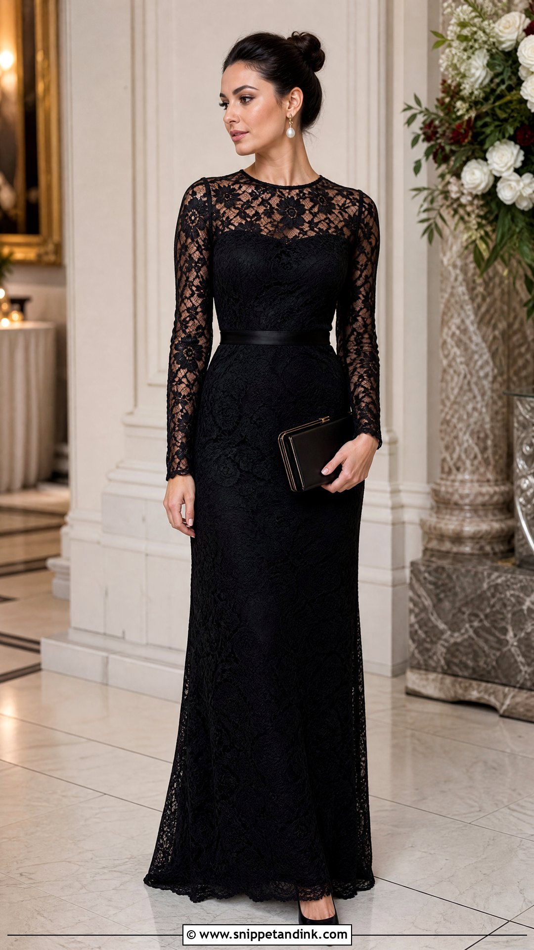 Black Lace Gown for a Black Tie Wedding - Snippet and Ink - 20 What to Wear to a Black Tie Wedding Ideas