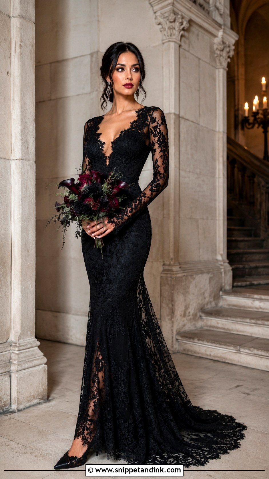 Black Lace Halloween Wedding Dress - Snippet and Ink - 25 Halloween Wedding Dresses