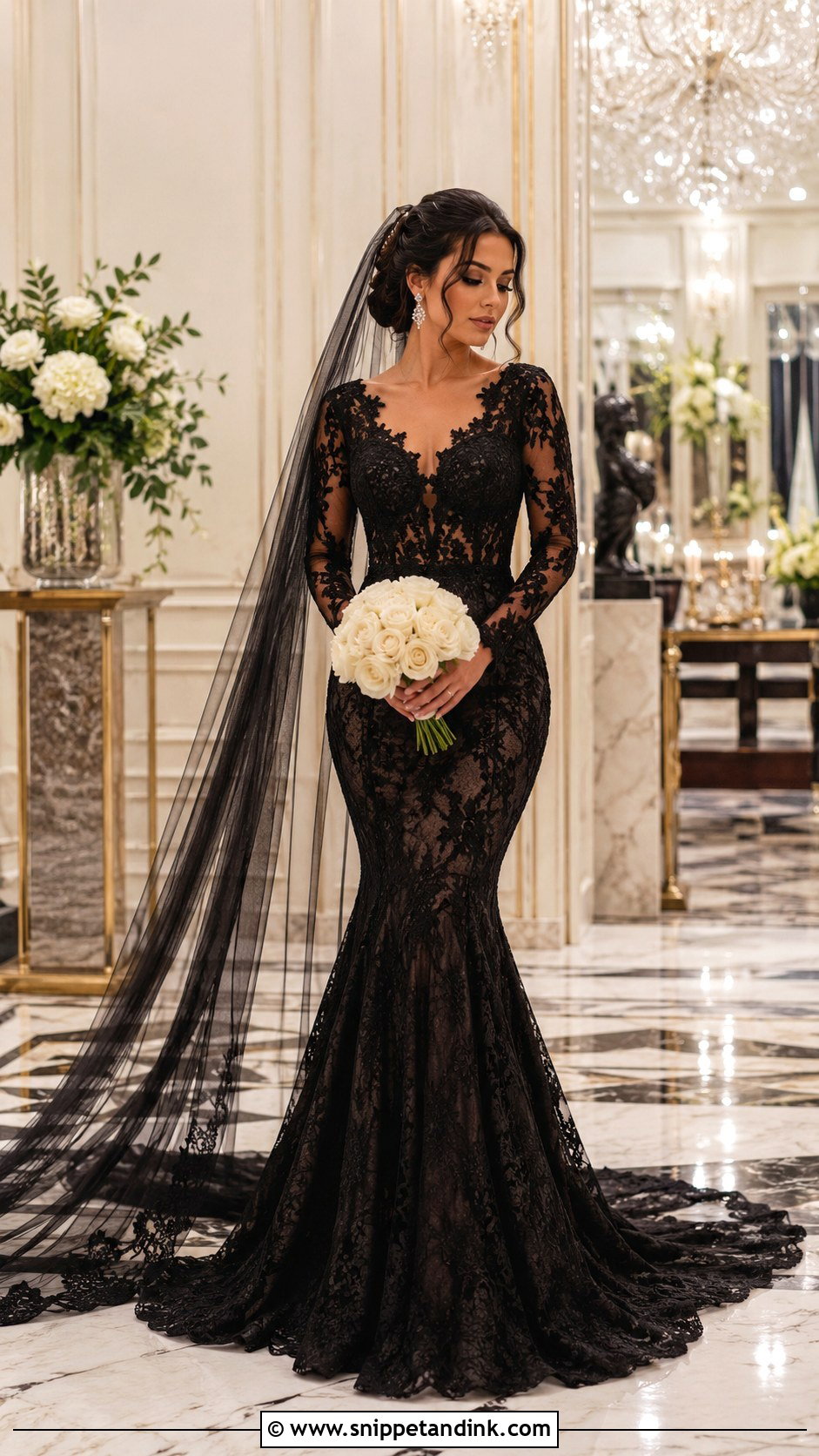 Black Lace Mermaid Wedding Dress - Snippet and Ink - 30 Black Lace Wedding Dress Ideas