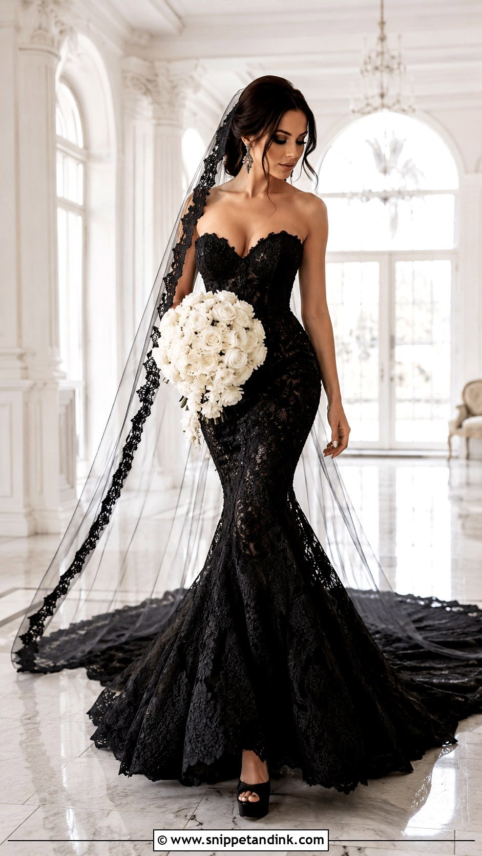 Black Lace Mermaid Wedding Dress - Snippet and Ink - 20 Black Lace Wedding Dresses