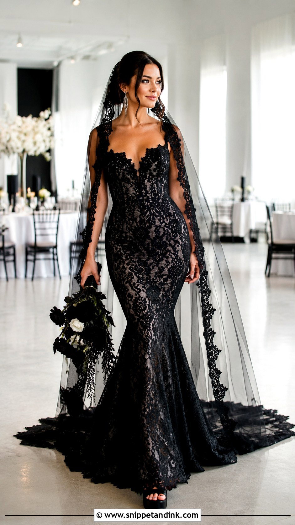 Black Lace Mermaid Wedding Dress - Snippet and Ink - 20 Black Lace Wedding Ideas