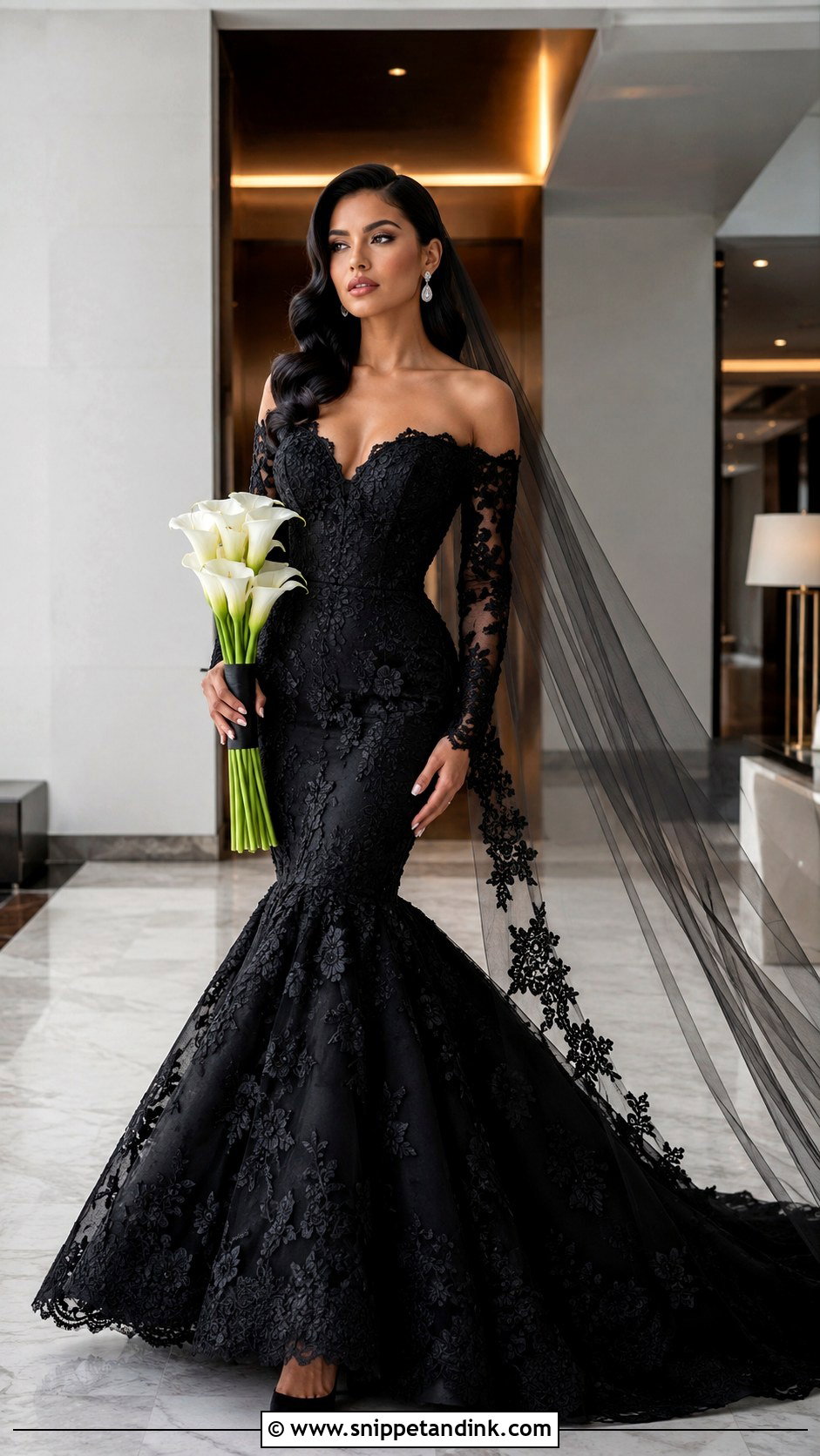 Black Lace Mermaid Wedding Dress - Snippet and Ink - 20 Elegant Black Lace Wedding Dress Ideas