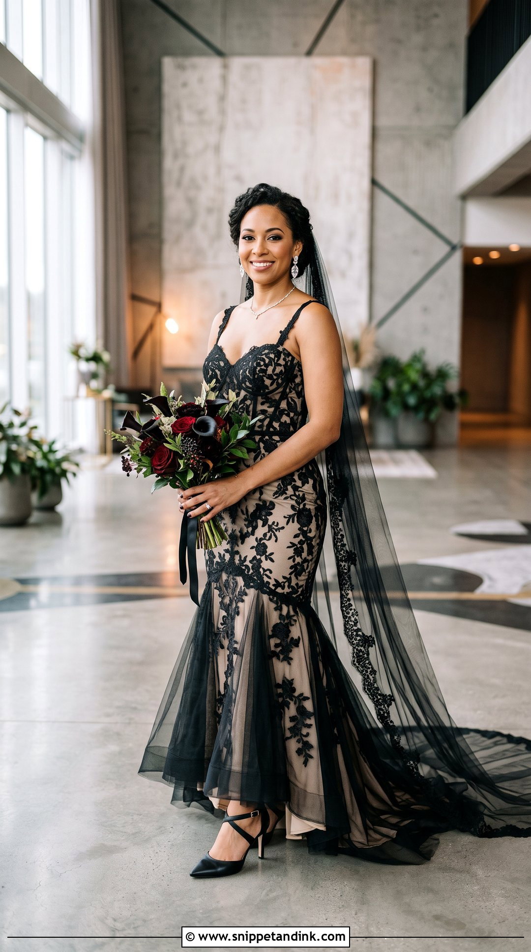 Black Lace Mermaid Wedding Dress With Nude Lining - Snippet and Ink - 20 Wedding Dress with Black Lace Ideas