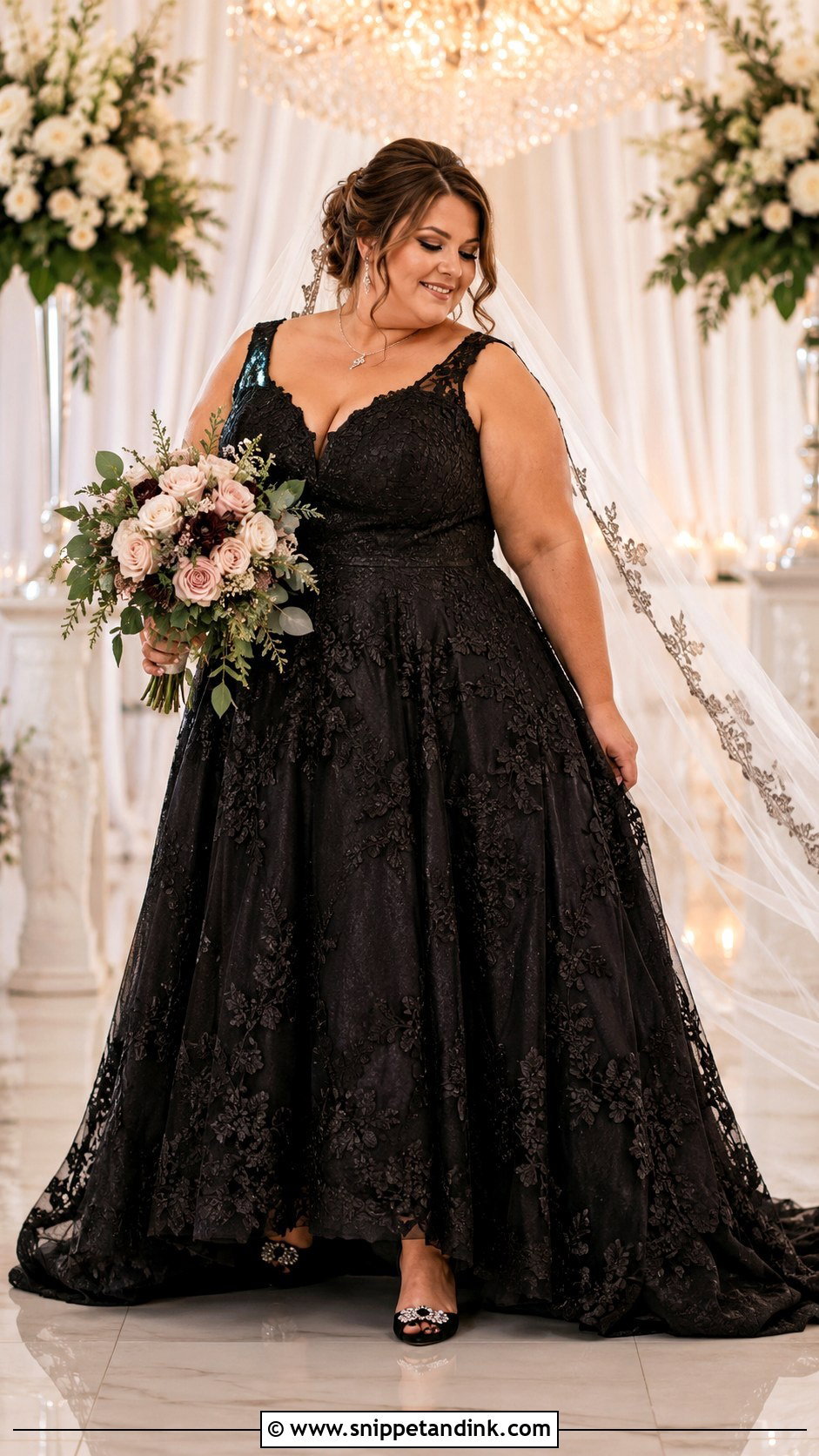 Black Lace Plus Size Wedding Dress - Snippet and Ink - 30 Black Lace Wedding Dress Ideas