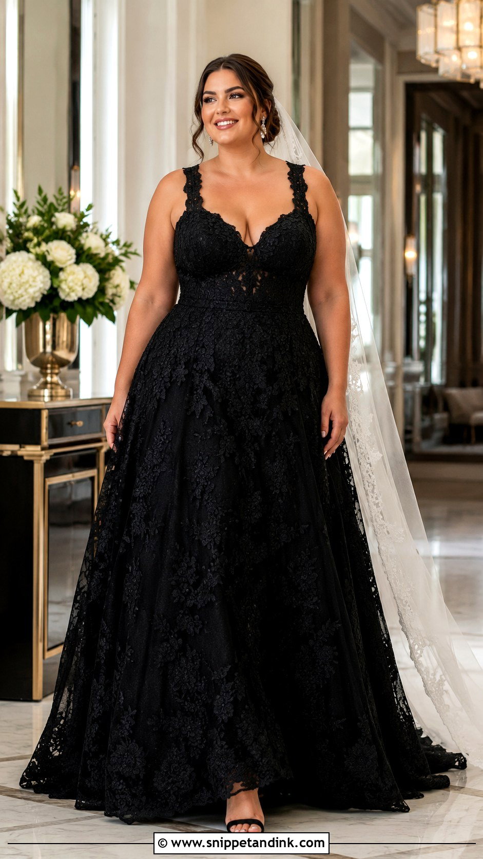 Black Lace Plus Size Wedding Gown - Snippet and Ink - 20 Black Lace Wedding Gowns