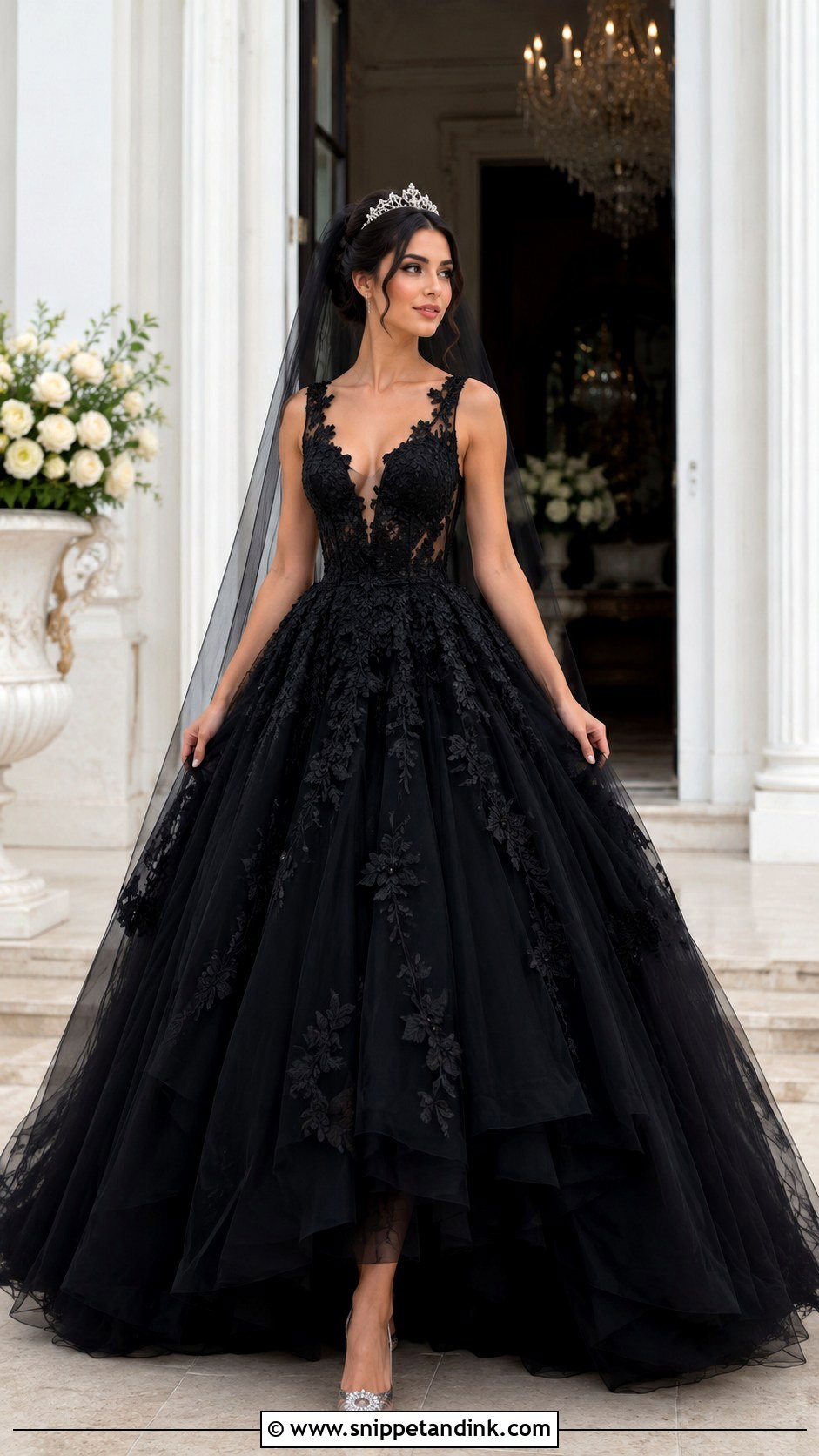 Black Lace Princess Wedding Gown - Snippet and Ink - 20 Black Lace Wedding Gowns