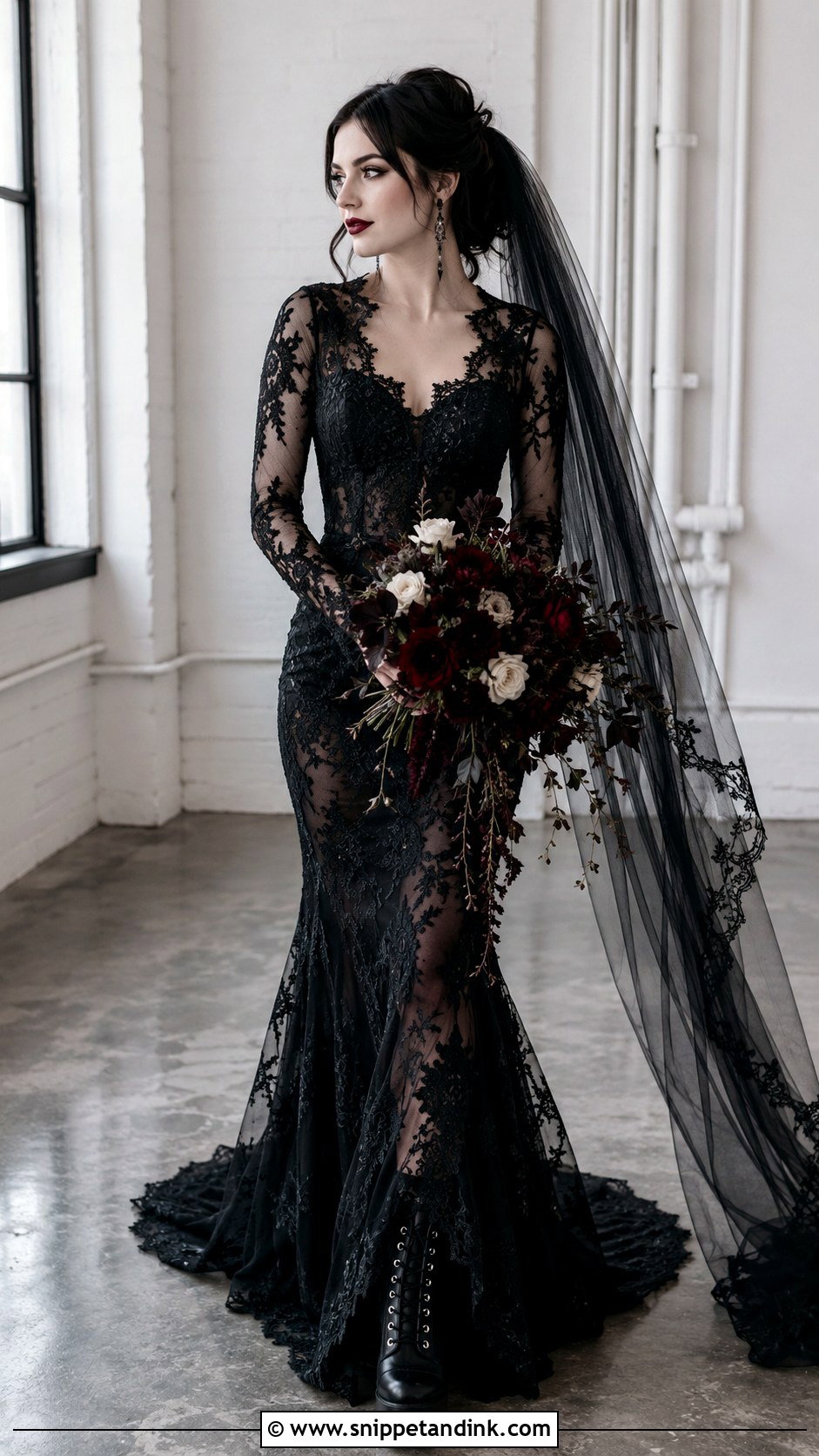 Black Lace Punk Wedding Dress - Snippet and Ink - 25 Punk Wedding Dress Ideas