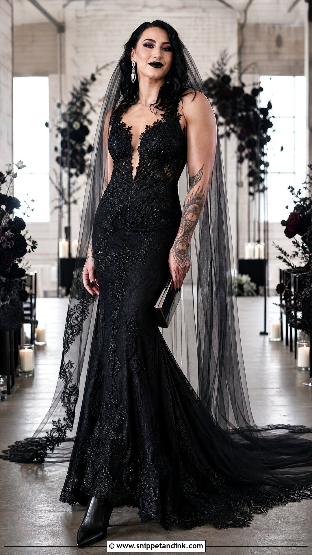 Black Lace Rhea Ripley Wedding Dress - Snippet and Ink - 20 Rhea Ripley Wedding Dress Ideas
