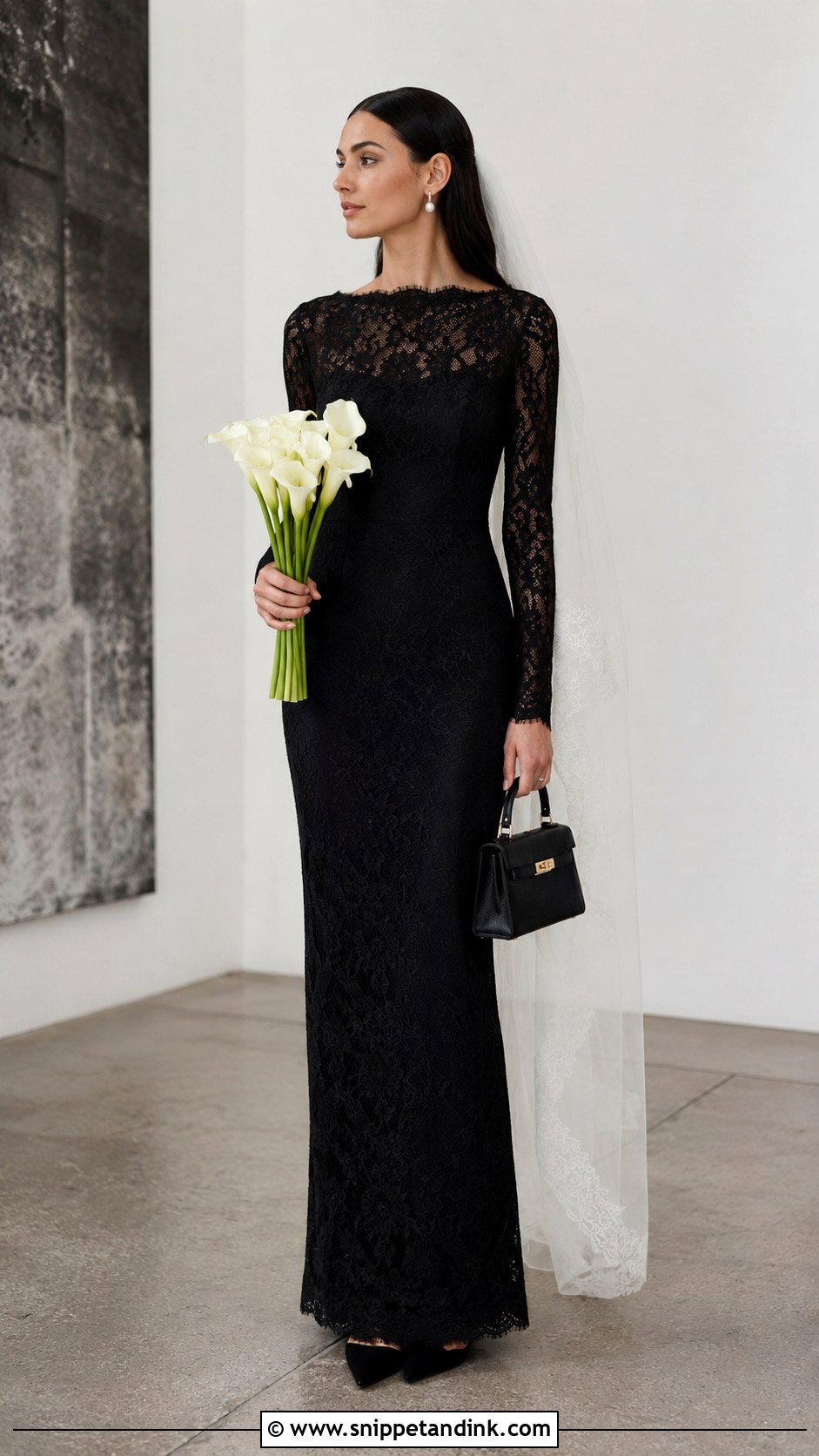 Black Lace Sheath Wedding Dress - Snippet and Ink - 20 Elegant Black Lace Wedding Dress Ideas