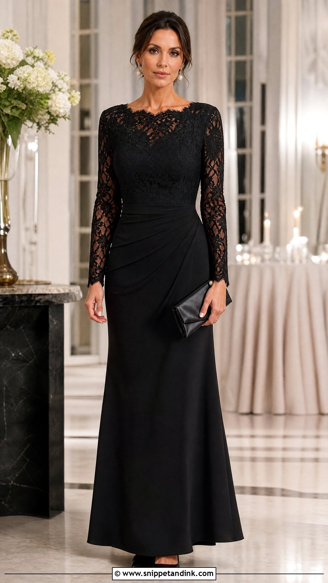 Black Lace Sleeve Formal Wedding Dress - Snippet and Ink - 20 Formal Wedding Dresses