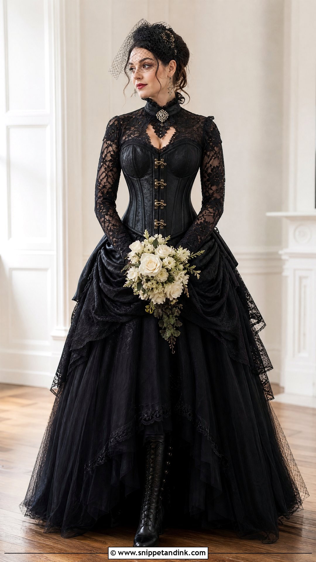 Black Lace Steampunk Wedding Dress - Snippet and Ink - 25 Steampunk Wedding Dress Ideas