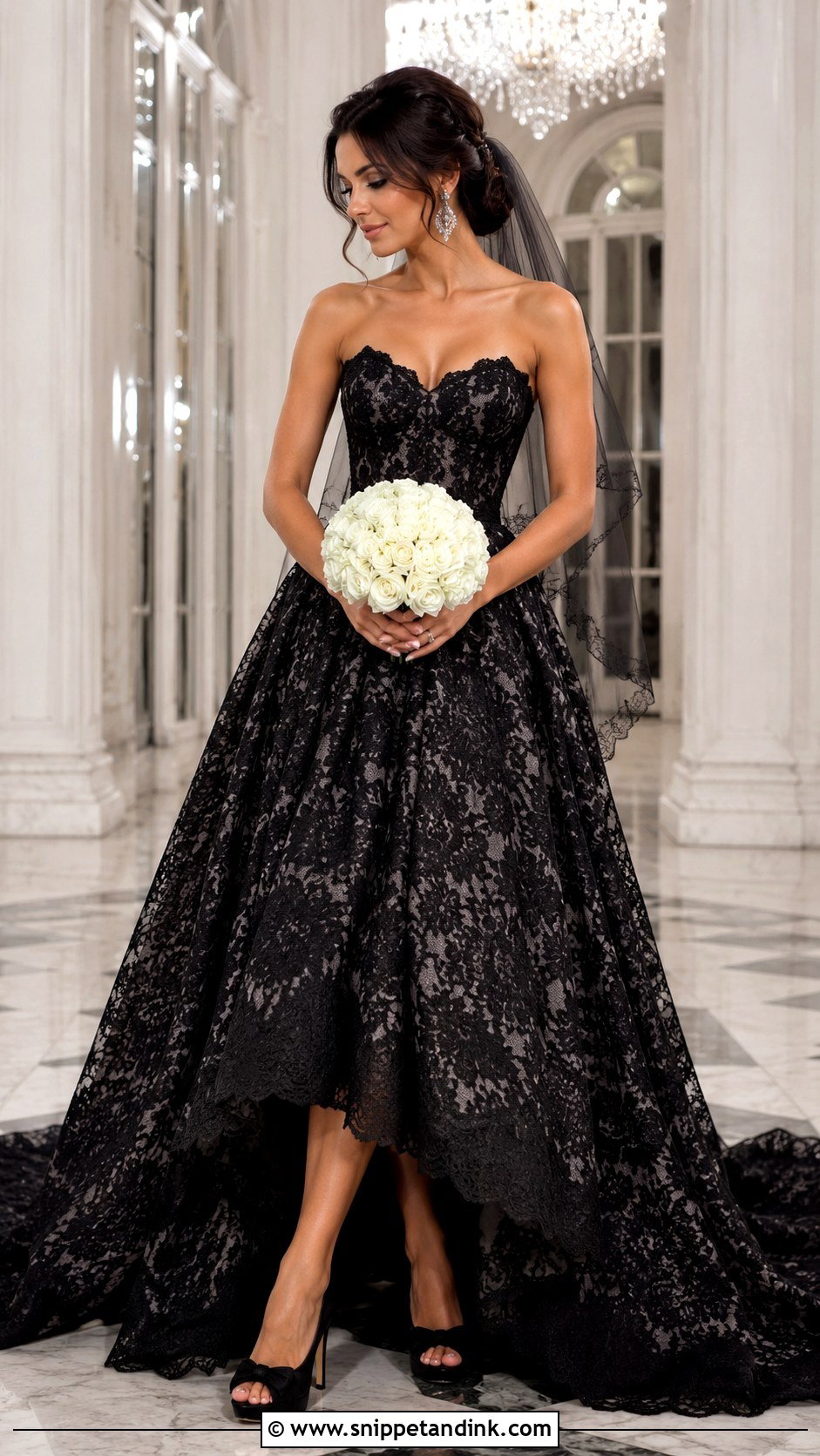 Black Lace Strapless Wedding Dress - Snippet and Ink - 30 Black Lace Wedding Dress Ideas