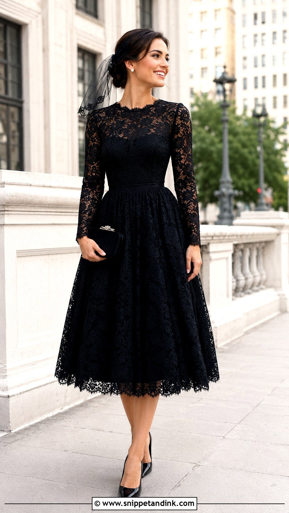 Black Lace Tea Length Wedding Dress - Snippet and Ink - 20 Black Lace Wedding Gowns