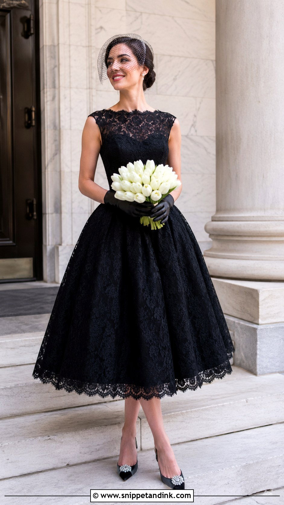 Black Lace Tea Length Wedding Dress - Snippet and Ink - 20 Elegant Black Lace Wedding Dress Ideas