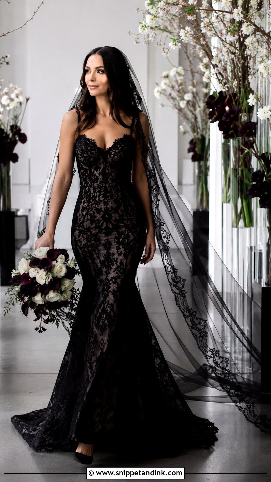 Black Lace Trumpet Wedding Dress - Snippet and Ink - 30 Black Lace Wedding Dress Ideas