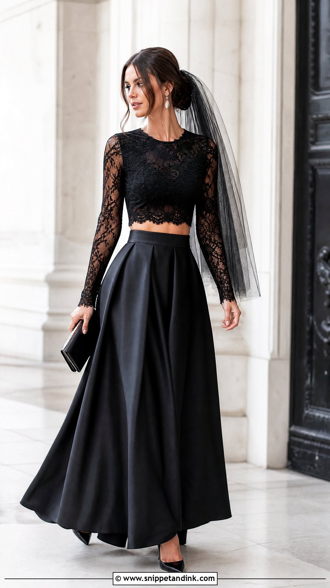 Black Lace Two Piece Wedding Dress - Snippet and Ink - 20 Wedding Dress with Black Lace Ideas