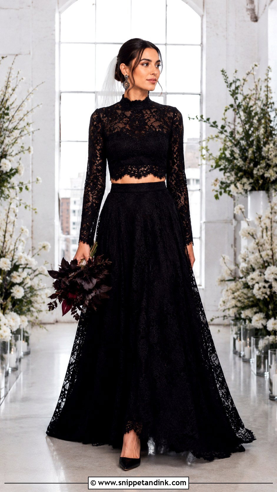 Black Lace Two Piece Wedding Gown - Snippet and Ink - 20 Black Lace Wedding Gowns