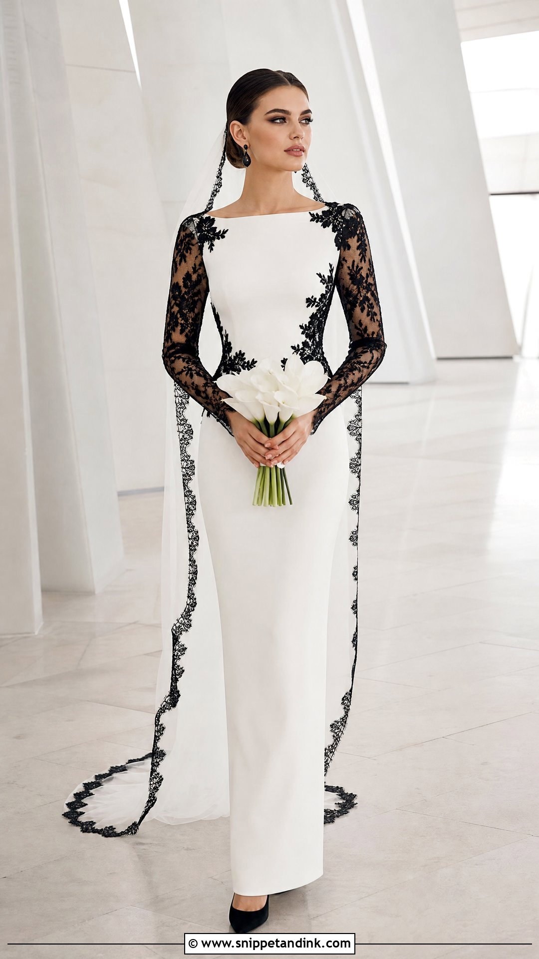 Black Lace Wedding Dress - Snippet and Ink - 20 Pop of Color Wedding Dress Ideas