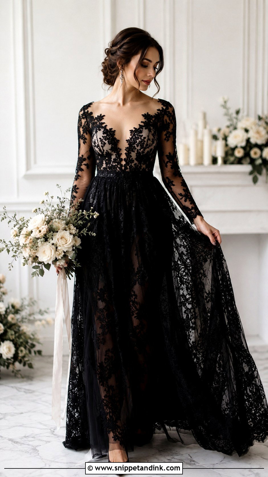 Black Lace Wedding Dress - Snippet and Ink - 30 Black Wedding Dress Ideas