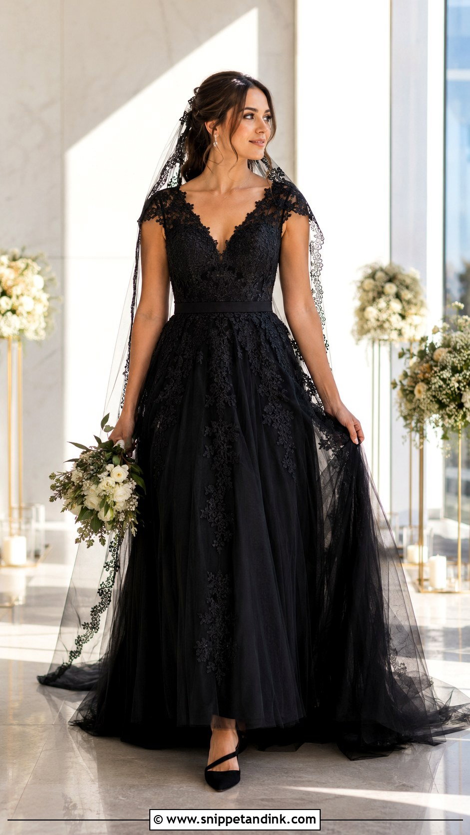 Black Lace Wedding Dress With Cap Sleeves - Snippet and Ink - 20 Black Lace Wedding Dress with Sleeves