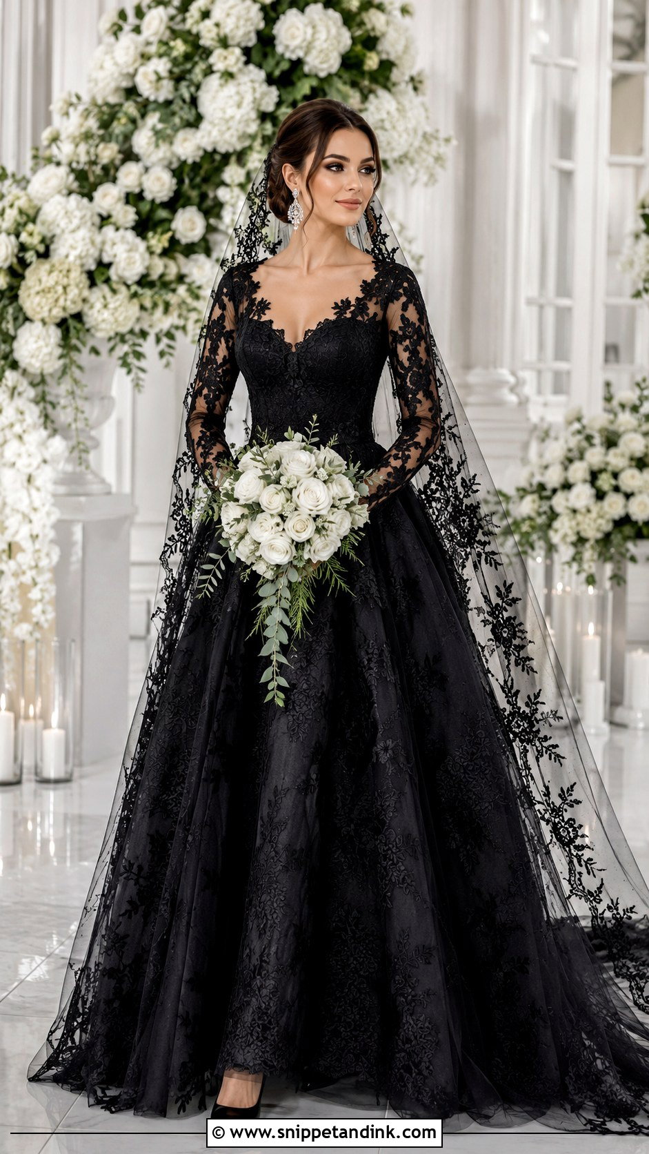 Black Lace Wedding Dress With Long Sleeves - Snippet and Ink - 20 Black Wedding Dress with Sleeves