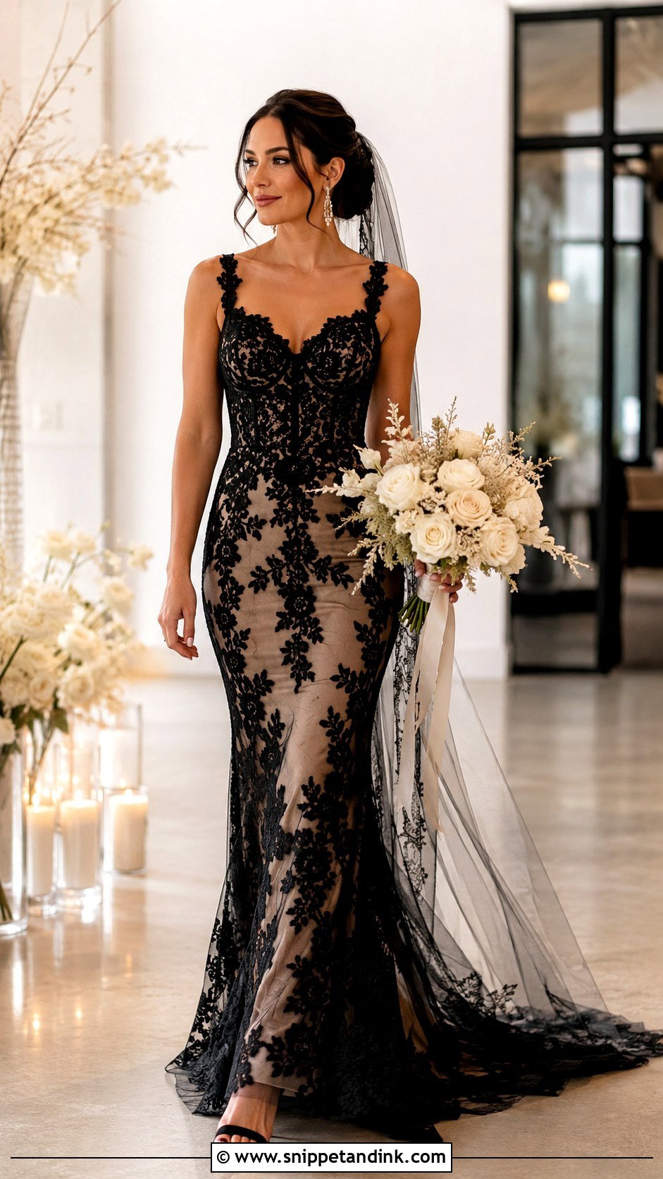 Black Lace Wedding Dress With Nude Lining - Snippet and Ink - 30 Black Lace Wedding Dress Ideas