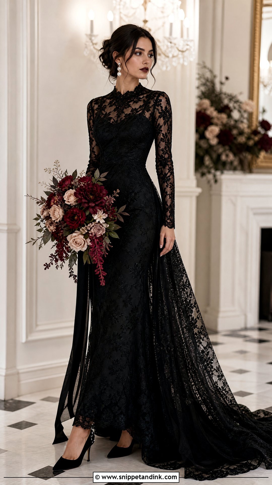 Black Lace Wedding Dress With Velvet Heels - Snippet and Ink - 25 Not White Wedding Dress Ideas