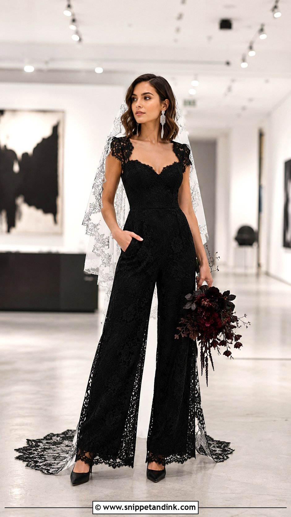 Black Lace Wedding Jumpsuit - Snippet and Ink - 20 Black Lace Wedding Ideas