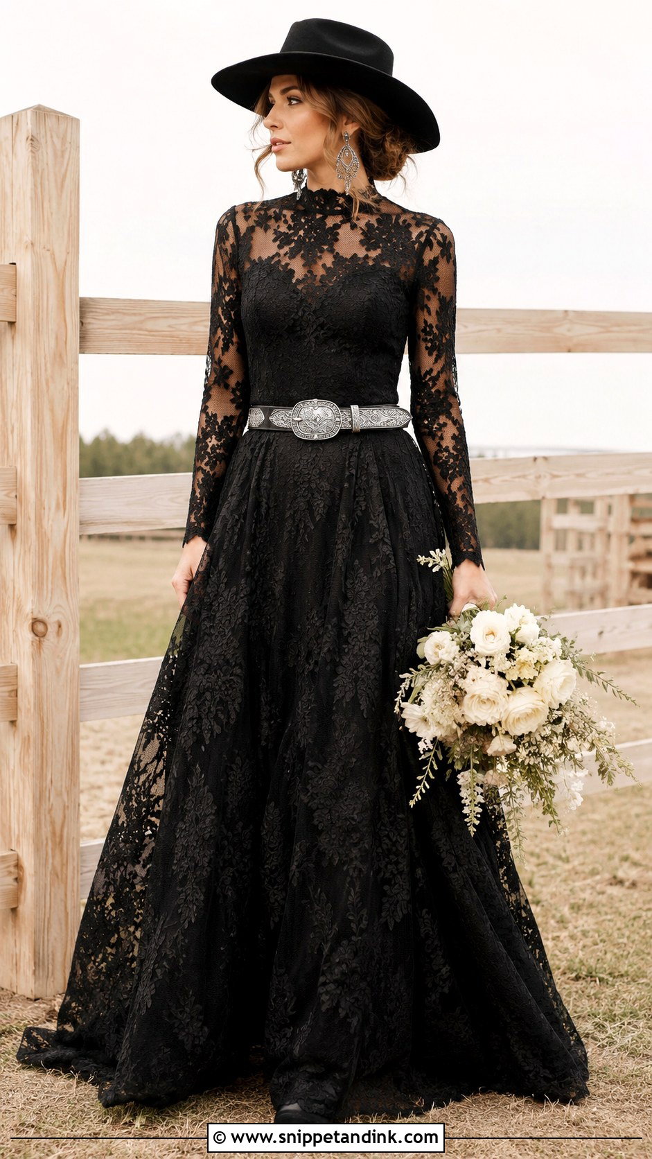 Black Lace Western Wedding Dress - Snippet and Ink - 20 Black Western Wedding Dress Ideas