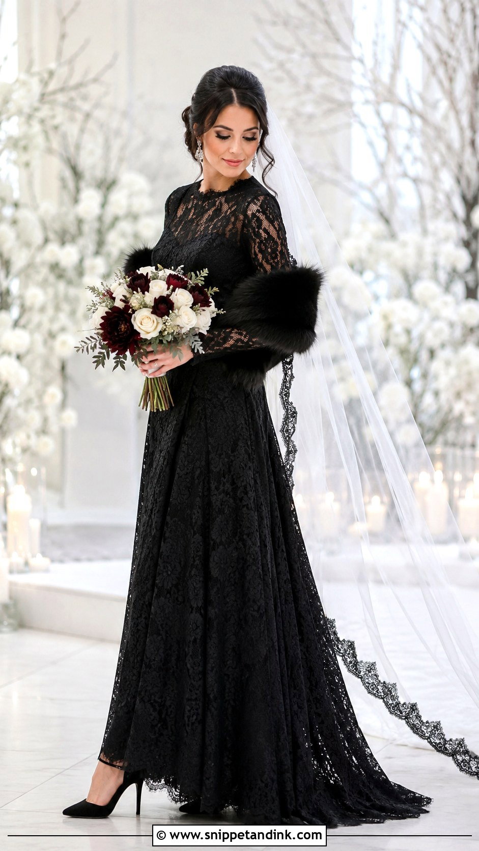 Black Lace Winter Wedding Dress - Snippet and Ink - 30 Black Lace Wedding Dress Ideas
