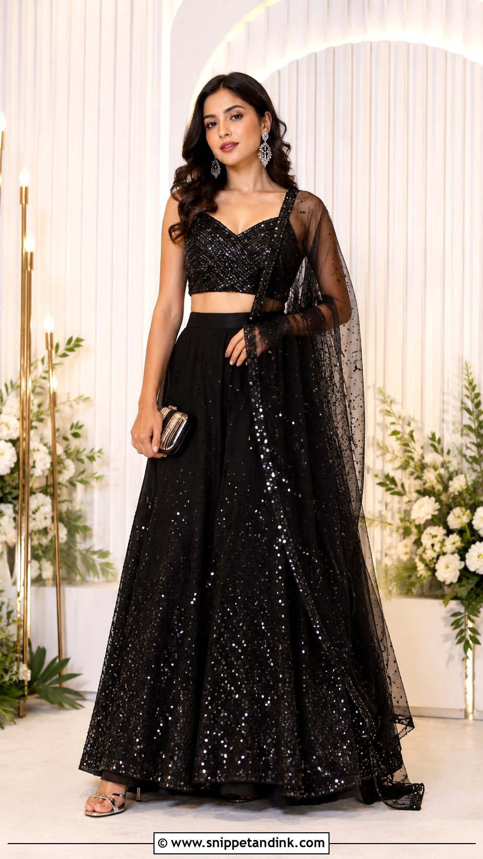 Black Lehenga For Sangeet - Snippet and Ink - 25 Sangeet Dress Ideas