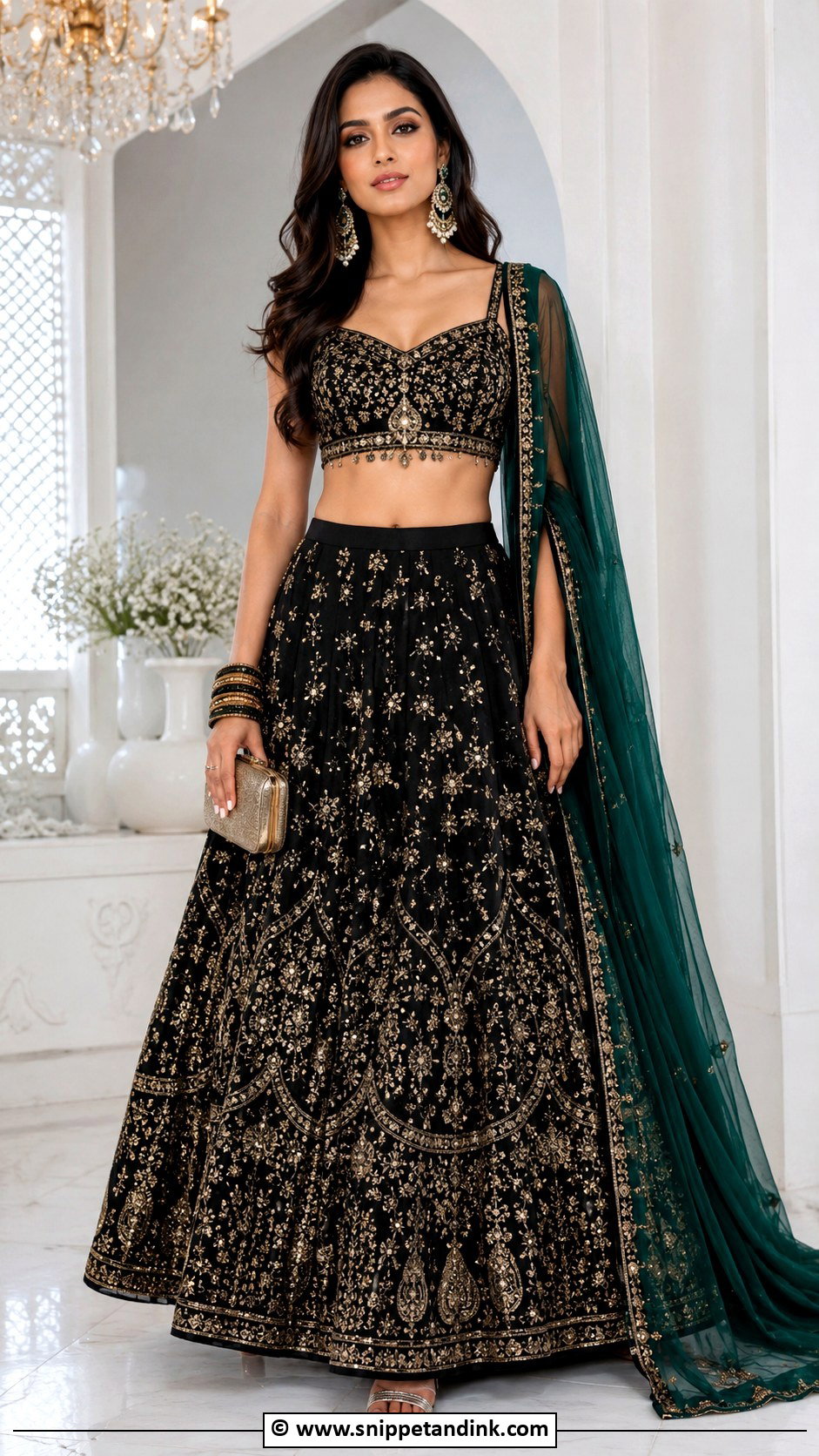 Black Lehenga For Sangeet - Snippet and Ink - 35 Sangeet Outfit Ideas