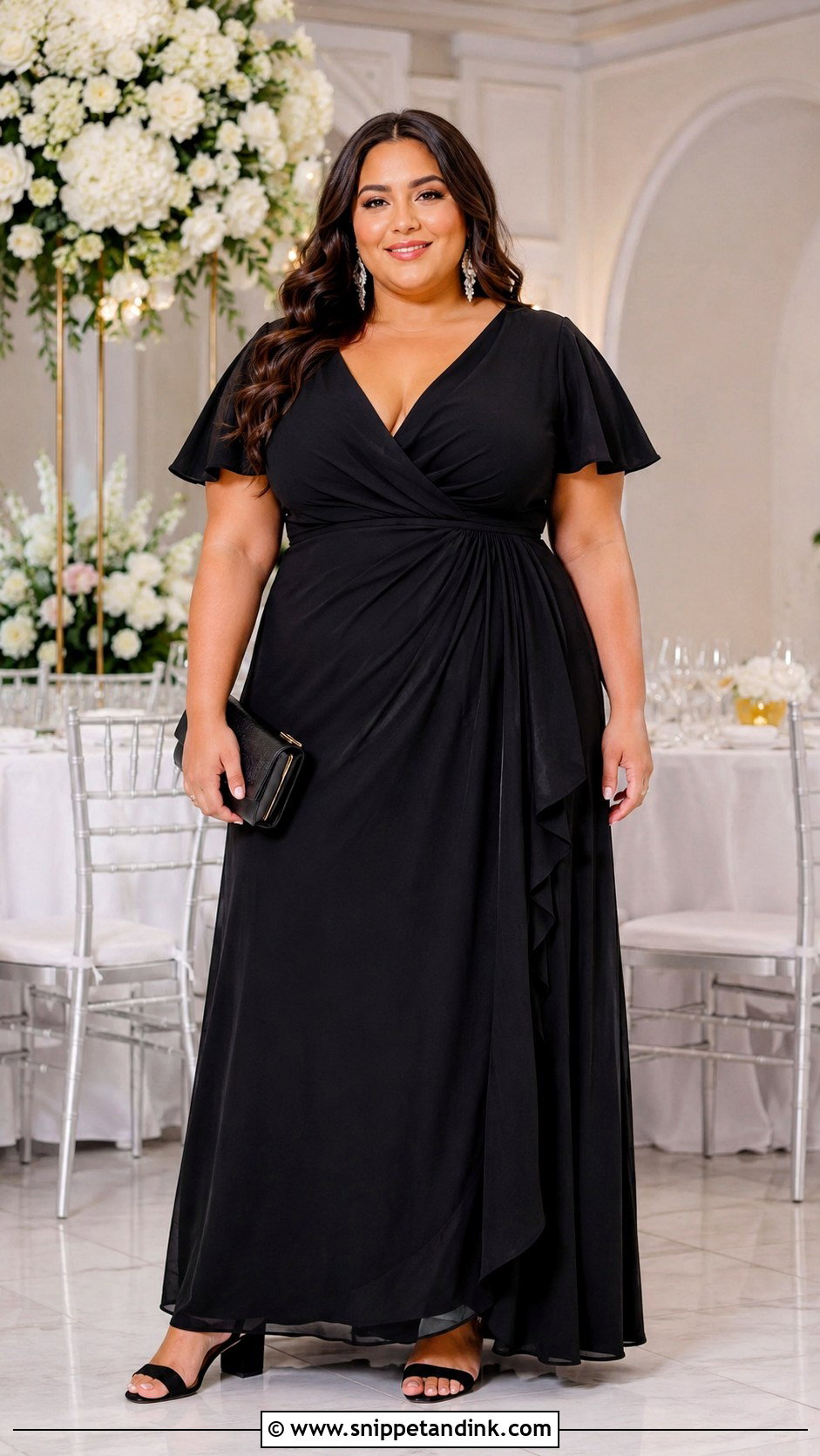 Black Long Sleeve Crepe Maid of Honor Dress - Snippet and Ink - 20 Black Maid of Honor Dress Ideas