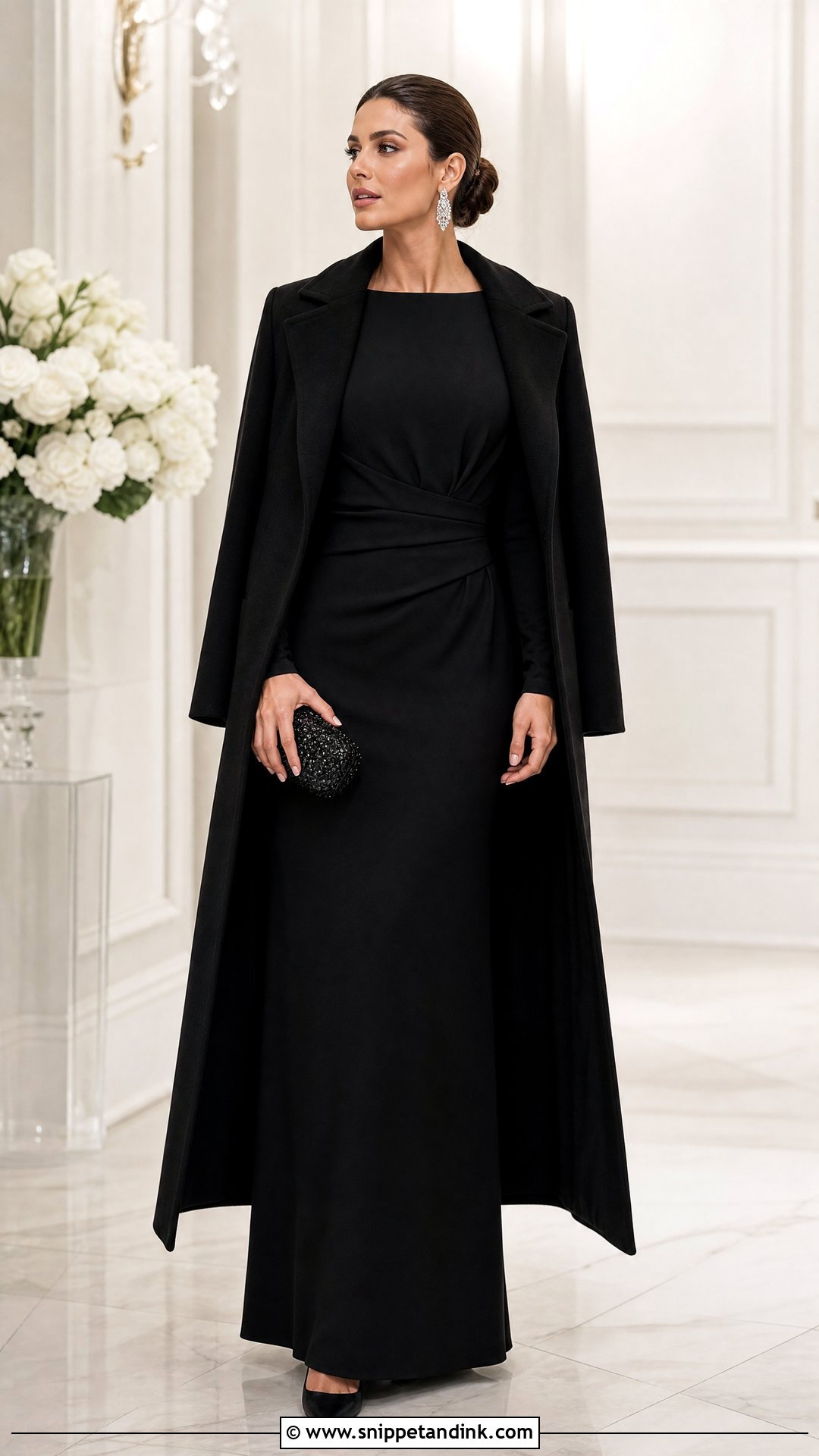 Black Long Sleeve Dress Winter Wedding Outfit - Snippet and Ink - 25 Black Dress Outfit Wedding Ideas