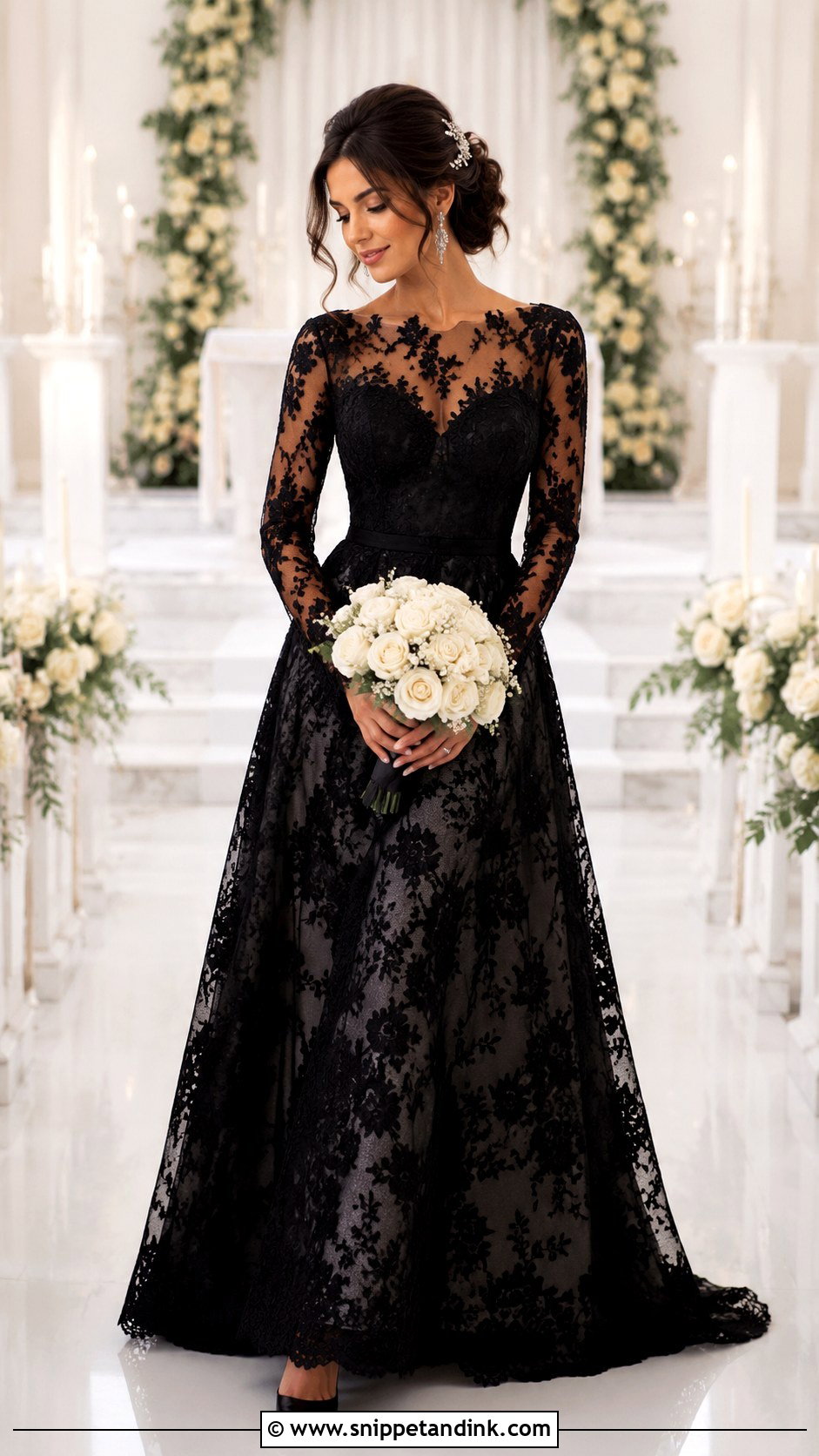 Black Long Sleeve Lace Wedding Dress - Snippet and Ink - 20 Black Long Sleeve Wedding Dress Ideas