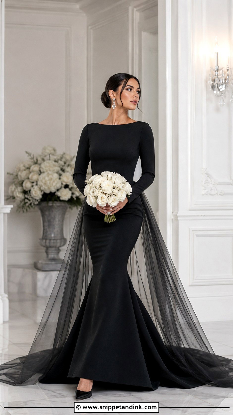 Black Long Sleeve Mermaid Wedding Dress - Snippet and Ink - 20 Black Long Sleeve Wedding Dress Ideas